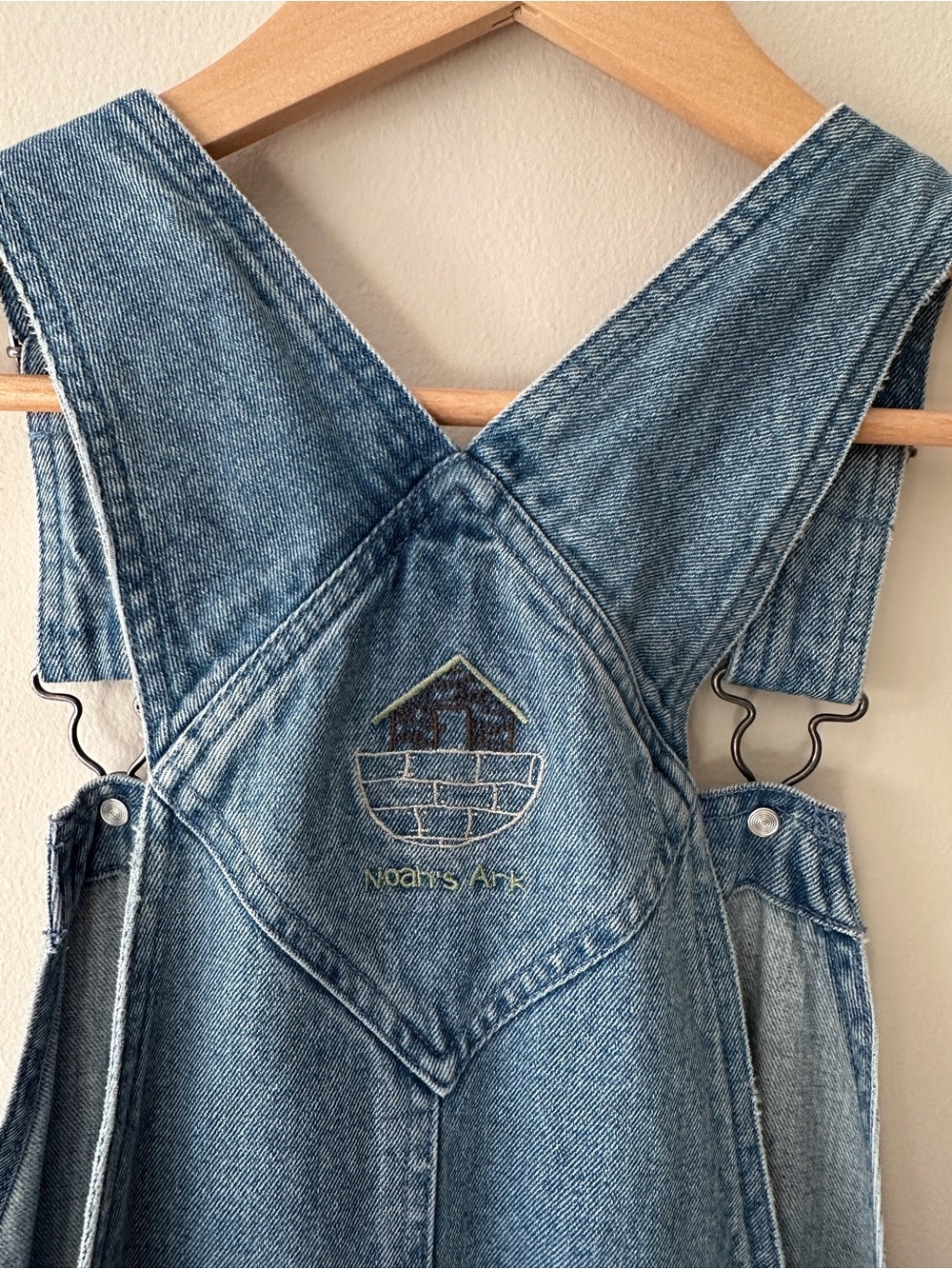 Vtg 90s Christopher Banks Noahs Ark Embroidered Denim Overalls Jumper Medium M - Picture 9 of 11